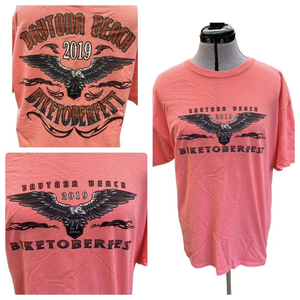 2019 BIKETOBERFEST HARLEY-DAVIDSON T-SHIRT Neon Orange Daytona Beach Large